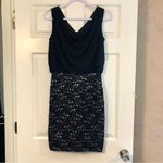 Enfocus Studio  Sleeveless Navy Blue Drape Dress with Lace Bottom Size 6 Photo 1