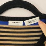 Akris Punto Black Tan Blue Striped Long Cardigan Sweater 100% Wool Women size 6 Photo 1