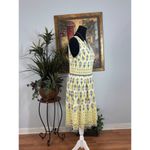 Max Studio Dress Women's Medium Yellow Gray Sleeveless Fit and Flare Lace Photo 3