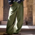 Aerie  Drapey Chill Trouser Pants Olive Green Lyocell High Waisted XS Regular Photo 1