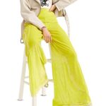 Free People  Say La Vie Lime Green Velvet Wide-Leg Pants Size 2 Photo 1