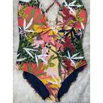 Bleu Rod Beattie Bleu One Piece Criss Cross‎ Swimsuit Womens XL Ring Tropical Floral Print Resort Photo 1