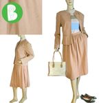 VINTAGE 1980'S P.H.M. SPORTSWEAR CAMEL FAUX SUEDE FEEL SKIRT SUIT (16) Tan Photo 1
