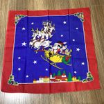 Vintage Disney Christmas Bandana Mickey Mouse Reindeer Sleigh Holiday Blue Photo 0