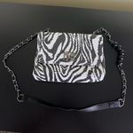 Badgley Mischka Black & White Zebra Print Sequin Embellished Crossbody Handbag Photo 2
