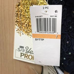 Say Yes To The Prom  Size 7 Navy Blue Dedazzled Top. New With Tags Photo 7