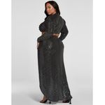 Fashion to figure Leandra Black Puff Sleeve Metallic Sequin Ruched Crop Top Sz L Photo 3