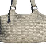 Donald J Pliner Woven Leather Purse Handbag New Double Straps Shopper Tote $595 White Photo 1