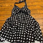 Aimage Black White Polka Dot Halter Neck Flounce Swim Dress Size S Photo 0