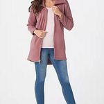 Denim & Co . Fleece Zip Front Long Sleeve Jacket with Hi-Low Hem A295714 XL Rose Photo 2