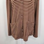 Isaac Mizrahi Brown Stripe Button-Up Hoodie Size Small Striped Preppy Hoodie Photo 2