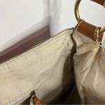 Fossil coated canvas messenger bag pink bicycle print leather trim Photo 11