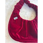 Red Velvet Handbag With Ruched Handle & Magnetic Closure Photo 1