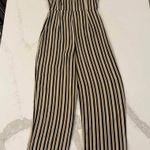 Urban Outfitters  Straight-Neck Striped Jumpsuit Women's 0 Black/Beige Wide Leg Photo 6