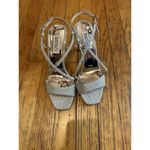 Badgley Mischka  Women's Ebiza Heeled Sandal, Silver Fabric, Size 7.5 Photo 3