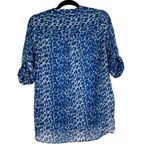 Clara Sun Woo Blue Animal Print Long Sleeves Button Up Shirts Size XS Photo 2