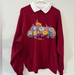 Hanes VTG Grandma Sweatshirt Alaska Collar Red Pink Blue Hippie Boho Floral Size XL Photo 2