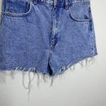 ZARA Women's High Rise Cut Off Denim Shorts Light Blue Frayed Hem Pockets Sz 12 Photo 7