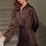 Rihoas Coffee Ruched Button Midi Dress Brown Photo 1