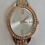 Charter Club  women gold silver tone watch 26mm oval case rhinestones running Photo 1