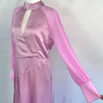 Foxiedox New  Orchid Satin Pearl Cuff Front Split Halter Neck Midi Dress Photo 6