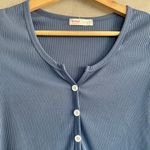 Romwe  SMALL Blue Crop Top Set of 2 Short Sleeve Shirts Photo 3