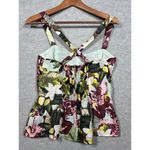CAbi Women's Floral Print Sleeveless Tank Top Size 10 Cotton Silk Tropical Photo 4