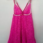 Victoria's Secret Lace Babydoll Size Small Hot Pink Lace Nightie Slip Cami Photo 0