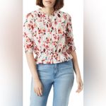 Sam Edelman Scarlette Button Front Crop Embroidered Floral Peplum Top Large Photo 8