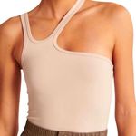 Abercrombie & Fitch cream beige bodysuit sleeveless one shoulder cut out large Photo 0