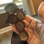 Cole Haan Brown Leather Kitten Heel Sandals with Metallic Embellishments Size 9 Photo 1