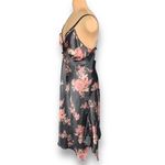 Vintage 90s California Dynasty Black Pink Floral Satin Slip Nightgown Dress Size M Photo 6