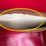 Faux Leather Brown Double Handle Red Lined Tote Bag Purse Photo 12