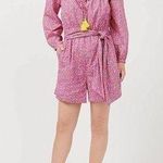 J.Crew New Embroidered Romper Floral Pink Vines Block Print Tassel Tropical Photo 0