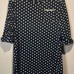 Soma - Dark Blue with Cream Polka Dots Nightgown Cuffed Sleeves- Flaw! Size L Photo 0