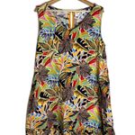C&C California Dress Womens Medium Linen Sleeveless Tropical Floral Print Summer Photo 0
