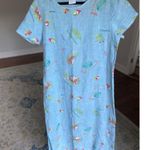 Vintage Stamp Floral Maxi Dress Garden Summer Spring 100 Cotton Boho Lightweight Blue Size M Photo 1