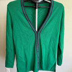 Talbots NWOT Kelly Green and Navy Nautical Stripe Button Up Sweater Cardigan M Photo 0