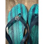 Coach  Women Flip‎ Flops Sandals Blue Green Chevron Logo Size 9-10 Beach Vacation Photo 3