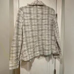 Elle  Cream Black Gray Cotton Tweed Lightweight Unlined Open Front Blazer Size S Photo 8