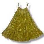 Elan  Olive Green Gold Arrows Tiered Cami Mini Dress - Medium Photo 1