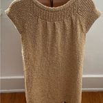 margaret o'leary Margaret O’Leary gold tan knit shirt sleeve cardigan with pockets, size L boho Photo 3