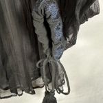 Free People NWT  FP Retro Femme Black Semi-Sheer Blouse Beaded Tassel Ties S Photo 3