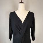 Moulinette Soeurs Anthropologie Esme Knotted Midi Dress Size 16 Black 3/4 Sleeve Photo 2