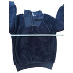 Sweaty Betty  Faux Shearling Quarter Zip Pullover sz 8 Navy Blue Photo 5