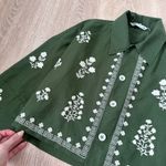 ZARA  Embroidered Linen Cotton Jacket Women, Boho Blazer with Floral Embroidery Photo 6