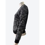 Almost Famous Black White Knit Zip Front Crew Neck Bomber Jacket Size Large Photo 2