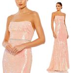 Mac Duggal 26980 Sequined Strapless Rhinestone Belt Gown Coral 2 $398 NEW Photo 1