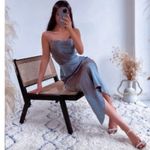 ZARA  Merallic Silver Strappy Back Slip Maxi Semi Formal Dress Wedding Guest Photo 5