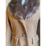Merona Penny Lane Faux Fur Long Sleeve Button Coat tan S/P retro boho whimsi wool y2k Photo 2